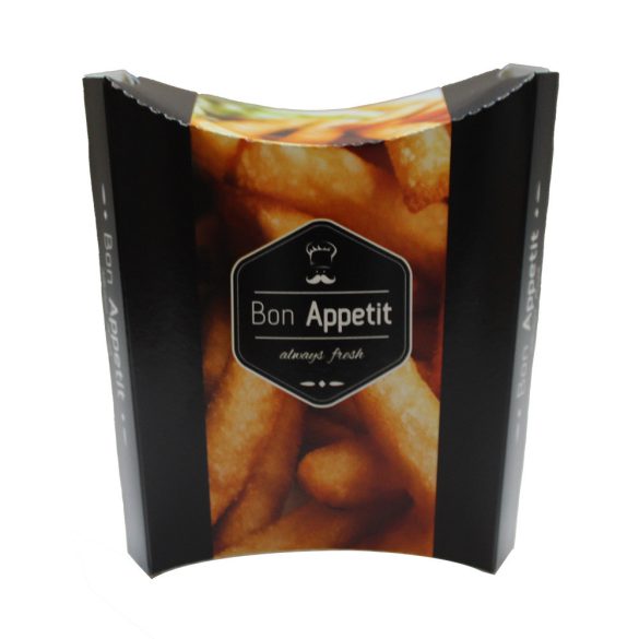 Pommes- Schütte "Bon Apetit", Pappe mit Klappdeckel / 50 Stück