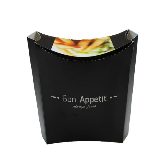 Pommes- Schütte "Bon Apetit", Pappe mit Klappdeckel / 50 Stück