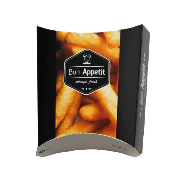 Pommes- Schütte "Bon Apetit", Pappe mit Klappdeckel / 50 Stück
