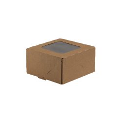 Kuchenbox 130 x 130 x 70 mm mit Fenster, braun / 15 Stück