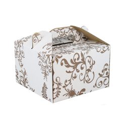   Tortenkarton / Kuchenbox mit Griff, 190 x 190 x 120 mm, gemustert / 1 Stück