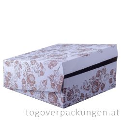   Tortenkarton / Kuchenbox, 280 x 280 x 100 mm, gemustert / 1 Stück