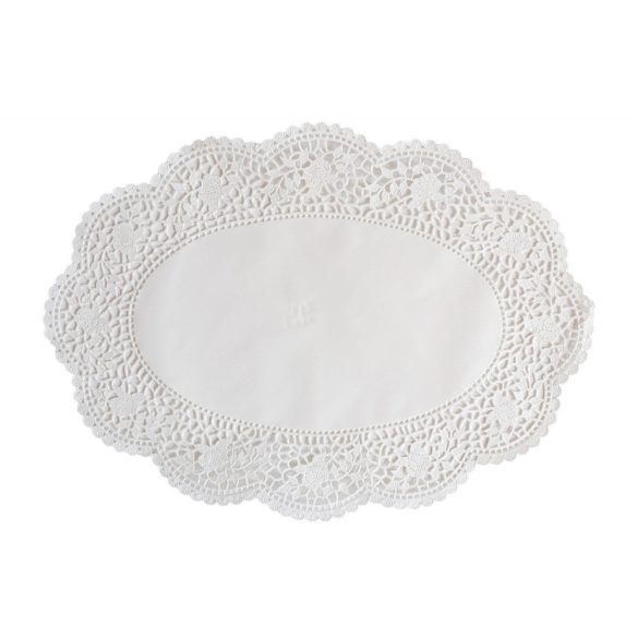 Tortenspitzen, oval, 26x36cm, fettdicht, Weiß / 100 Stück