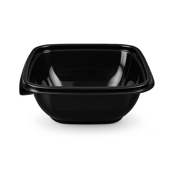 Verpackungsbox - quadratisch, 120 x 120 mm, 500 ml, PET, schwarz / 50 Stück