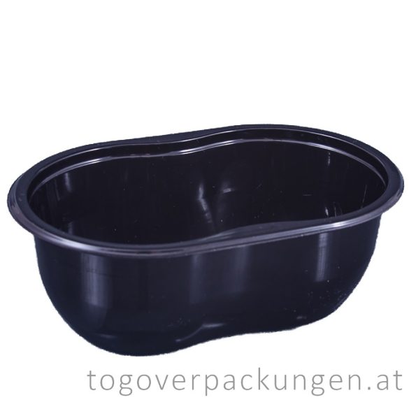 Verpackungsbox - oval, 250 ml, schwarz / 90 Stück