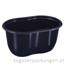 Verpackungsbox - oval, 500 ml, schwarz / 75 Stück