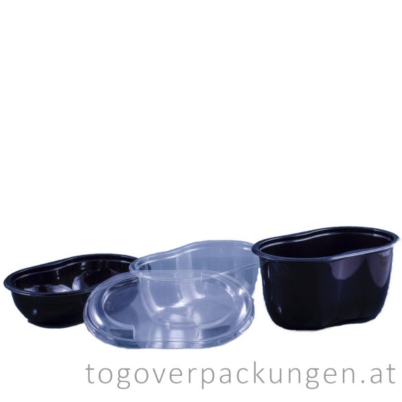 Verpackungsbox - oval, 500 ml, schwarz / 75 Stück