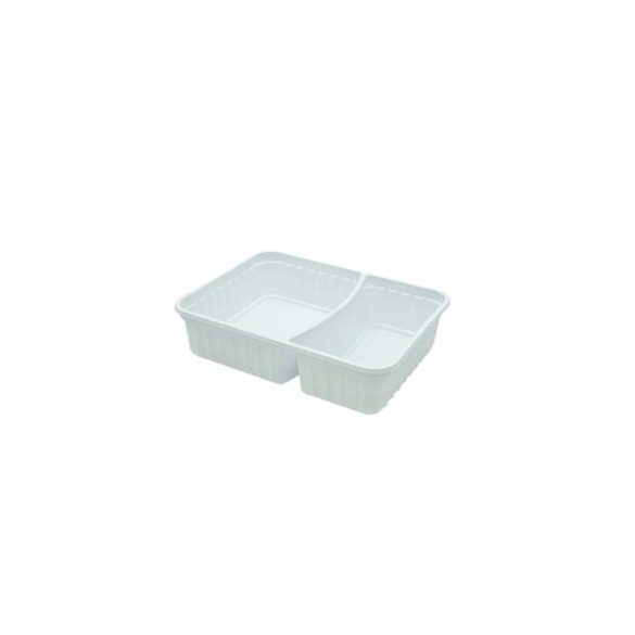 Verpackungsboxen 6/4, geteilt, PP, 630ml, Weiß / 50 Stück