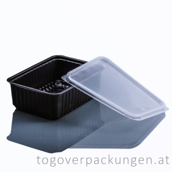 Verpackungsbox - eckig, 1000 ml, PP, schwarz / 50 Stück