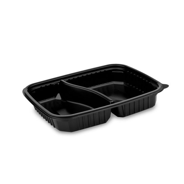 Mikrowellenschalen "WX", PP 2-geteilt, 1200ml, schwarz / 50 Stück
