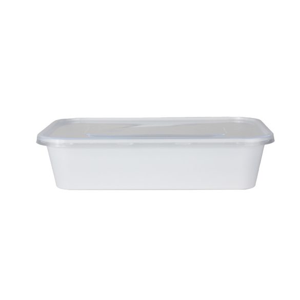 Mikrowellenschalen-Set „TRUDY” mit Deckel / PP / 750 ml / weiß - 50 Stück