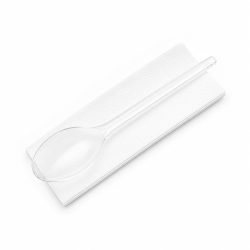   Mehrweg-Besteckset „PREMIUM”, Löffel + Servietten, glasklar / 1 Set