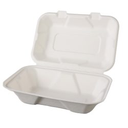   Kompostierbare Zuckerrohr-Menübox, 230 x 150 x 80 mm für halb Portion / 50 Stück