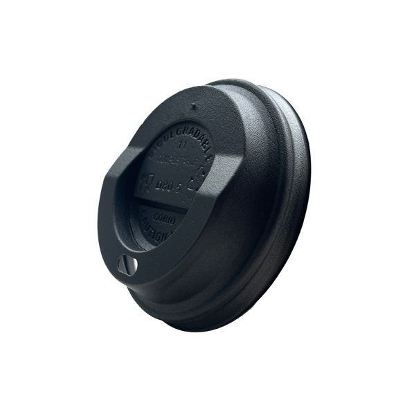 Kompostierbare Deckel aus CPLA, 80 mm, schwarz / 100 Stück