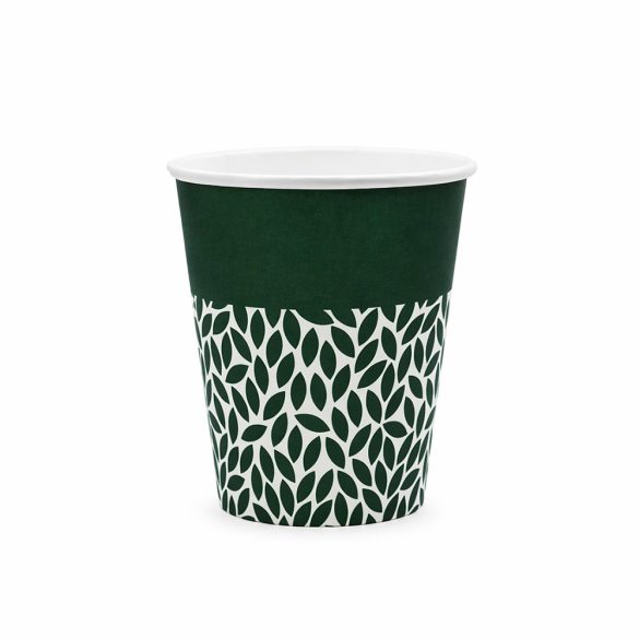 Pappbecher 220 ml "AQUA" "LEAF" dunkelgrün