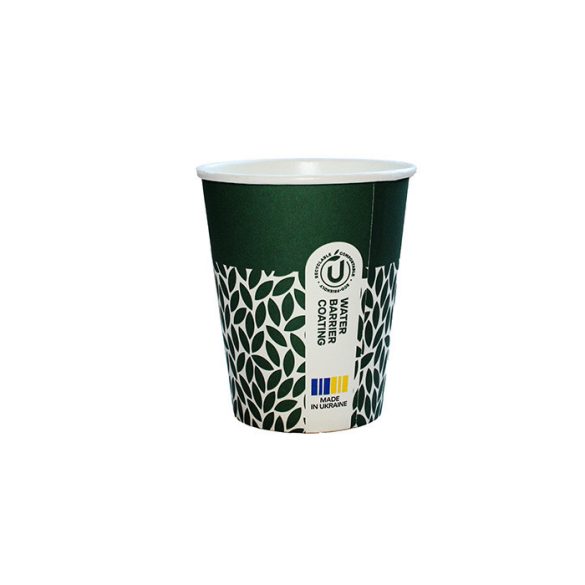 Pappbecher 220 ml "AQUA" "LEAF" dunkelgrün