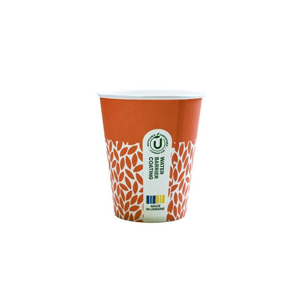 Pappbecher 220 ml "AQUA" "LEAF" orange
