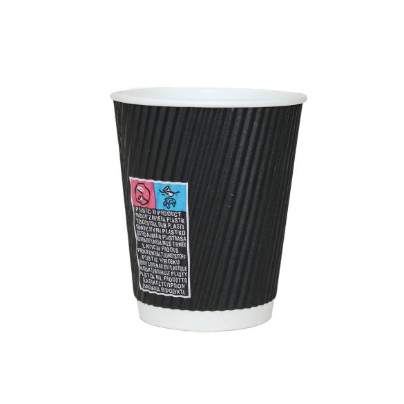Thermobecher 340 ml „BLACK WAVES”, doppelwandig, 3D / 25 Stück