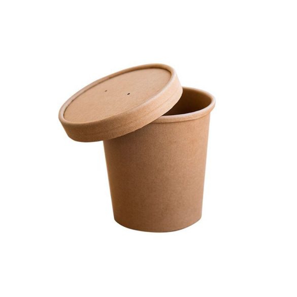 Pappdeckel für 350 ml Suppenbecher "GRANADA", Kraft / 25 Stück