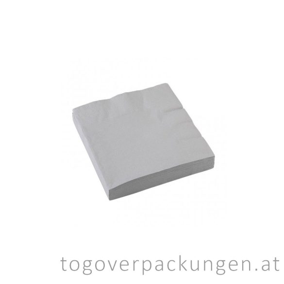 Zweilagige Servietten - 330 x 330 mm, 2-lagig, 1/4-falz, silver / 20 Stück
