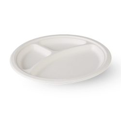   Kompostierbar Zuckerrohr Teller, rund, 26 cm, dreiteilige / 50 Stück