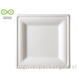 Kompostierbar Zuckerrohr Teller, eckig, 16 x 16 cm / 50 Stück