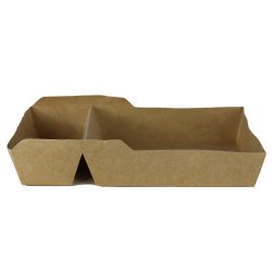   Pommesschalen, Pappe, 2-geteilt, 126 x 95 x 33 mm, braun / 100 Stück
