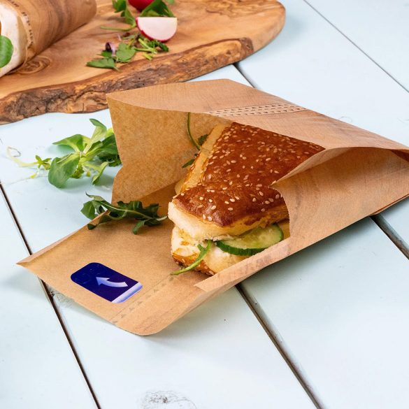 Sandwichbeutel mit Selbstklebverschluss,  100%  Papier, 15 x  16,5 cm, braun / 100 Stück